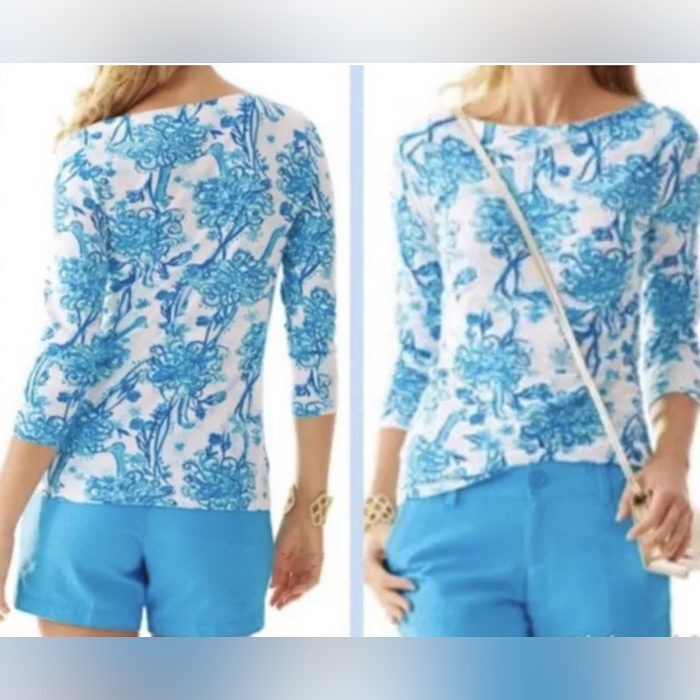 Lilly Pulitzer Andie Shirt Back It Up Ostritch - Size Small